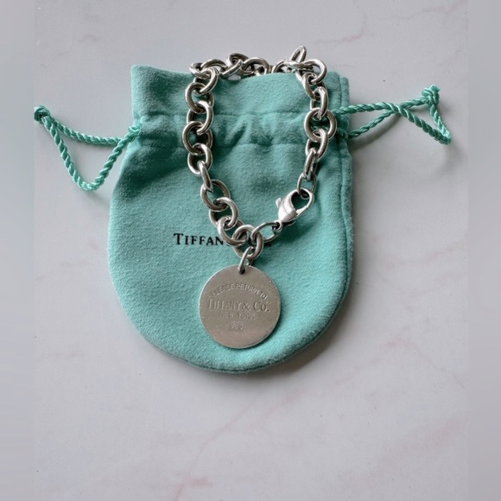 Tiffany & Co. Silver Chain Charm Bracelet with Tiffany Blue Pouch